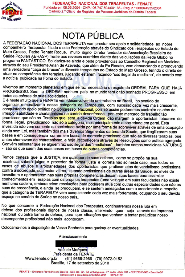 ofício Padre Renato